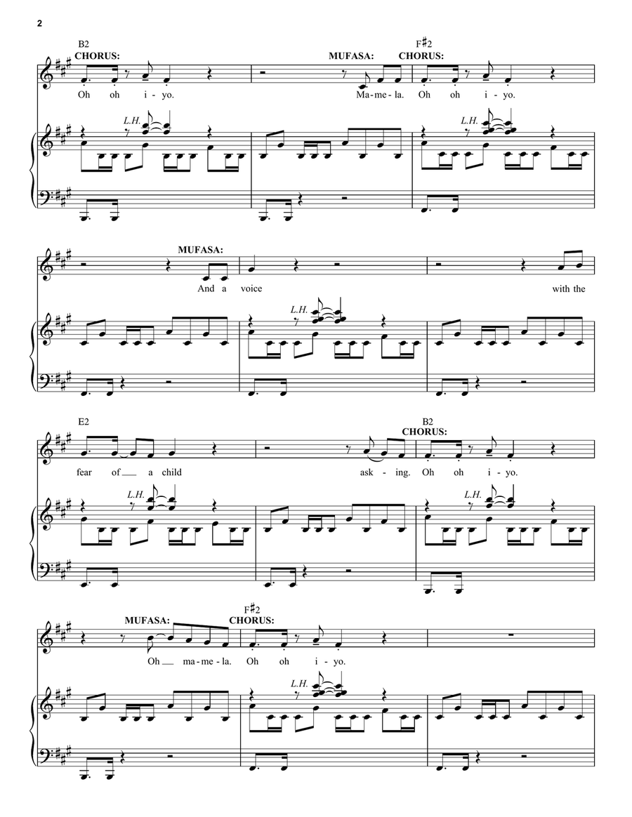 They Live In You (from The Lion King: Broadway Musical) Piano, Vocal, Guitar scores gallery preview page 2