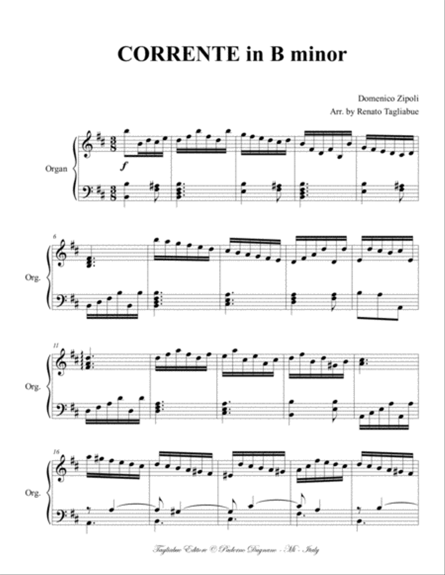 CORRENTE in B Minor - Zipoli - For Organ Organ Solo scores gallery preview page 2