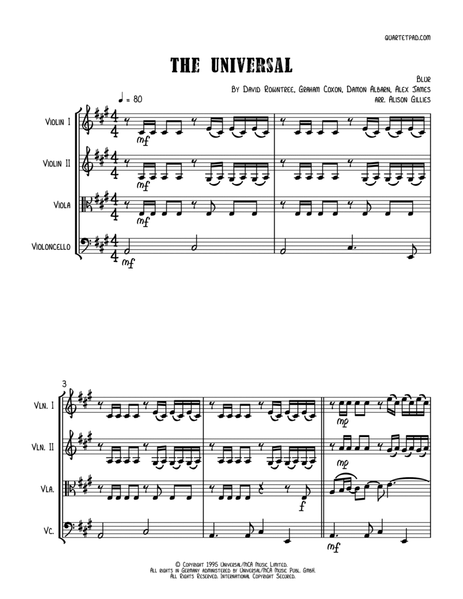 The Universal String Quartet scores gallery preview page 1