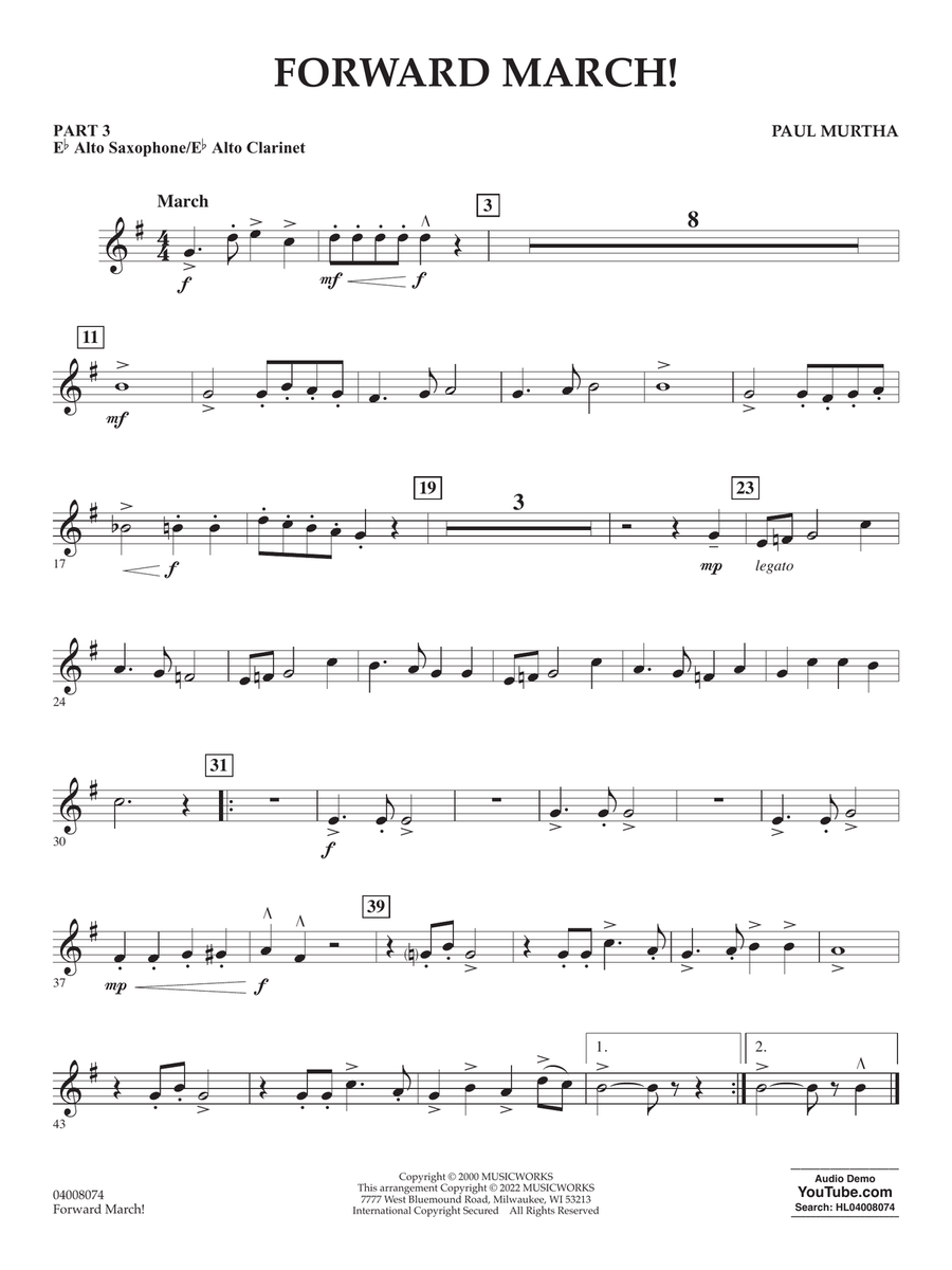 Forward March! - Pt.3 - Eb Alto Sax/Alto Clar. Concert Band scores gallery preview page 1