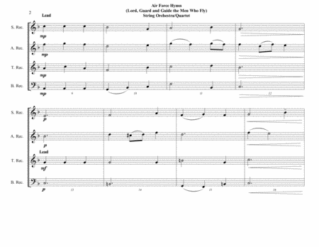 Air Force Hymn ("Lord, Guard and Guide") - Recorder Quartet (SATB) - Intermediate image number null