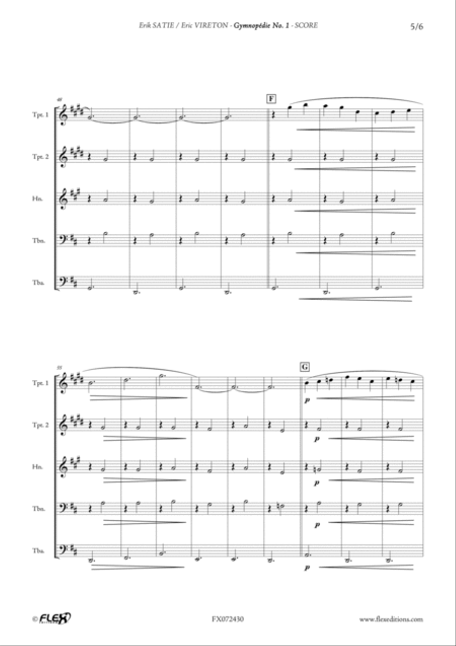 Gymnopedie No. 1 Gymnopedie No. 1 Brass Quintet scores gallery preview page 5