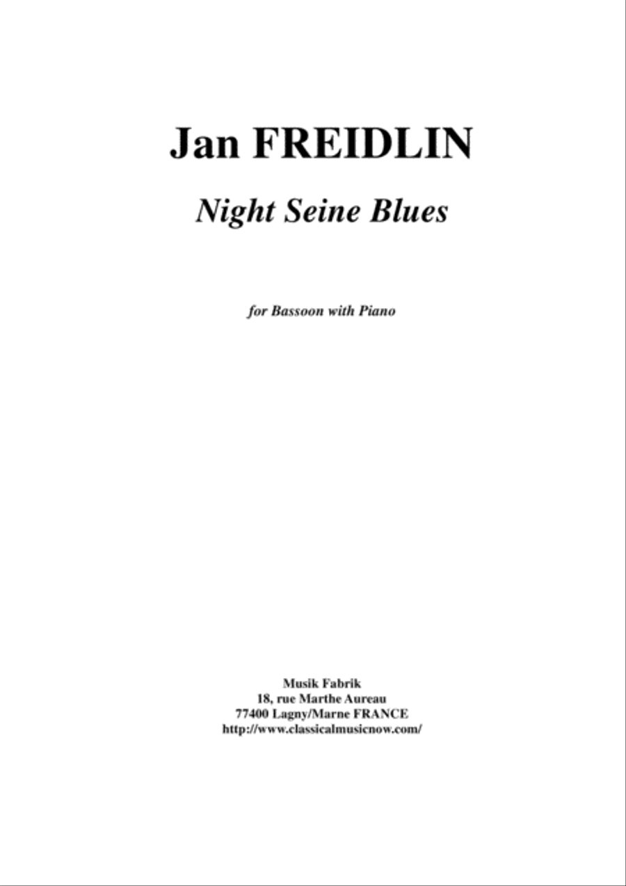 Jan Freidlin: Night Seine Blues for bassoon and piano Bassoon Solo scores gallery preview page 1