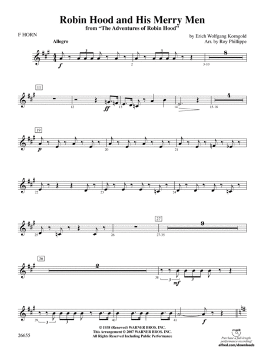 Robin Hood and His Merry Men: 1st F Horn Full Orchestra scores gallery preview page 1