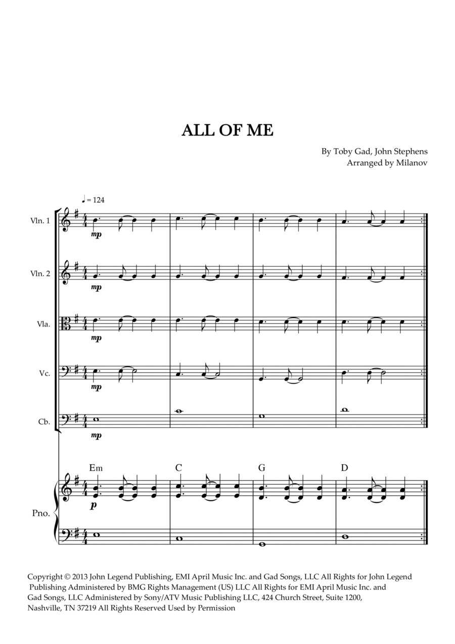 All Of Me String Quintet scores gallery preview page 1