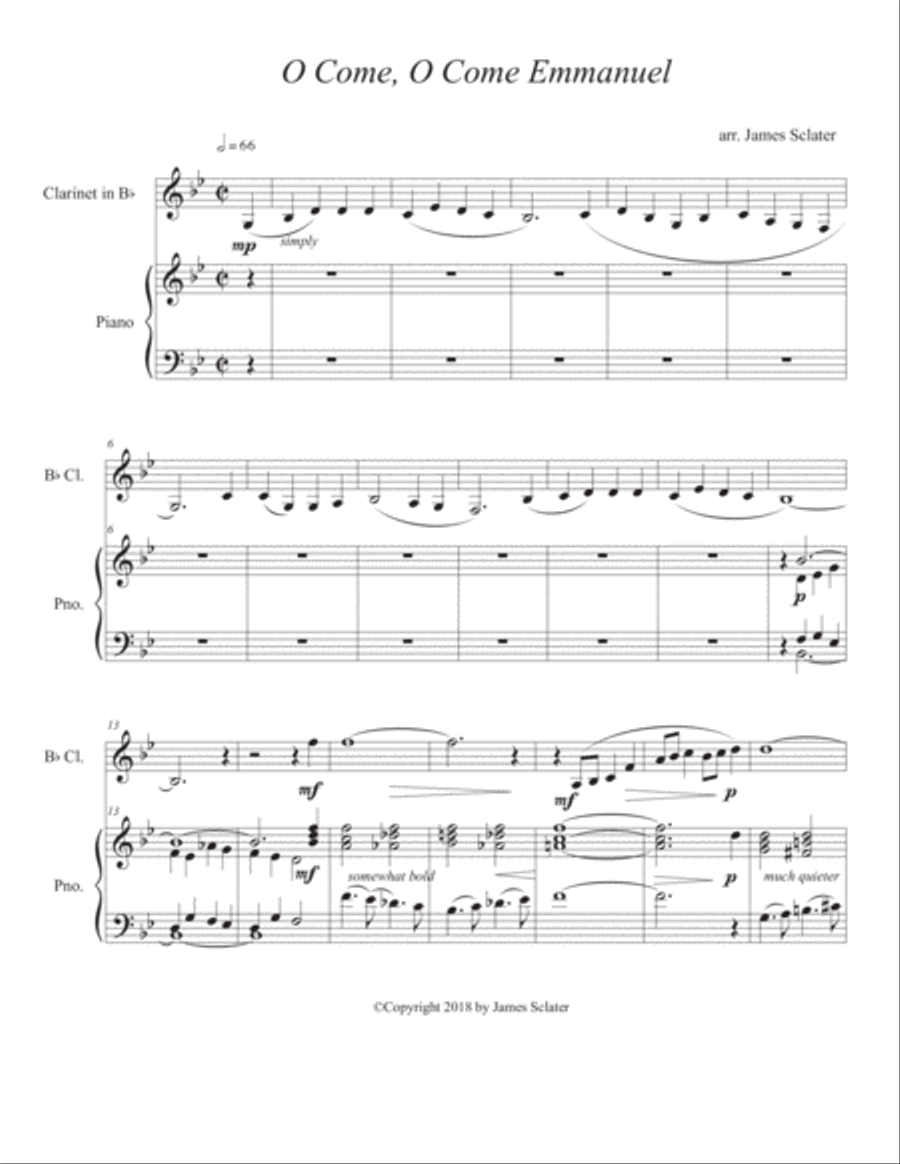 O Come, O Come Emmanuel O Come, O Come Emmanuel Clarinet Solo scores gallery preview page 1