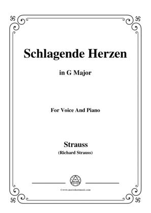 Book cover for Richard Strauss-Schlagende Herzen in G Major,for Voice and Piano