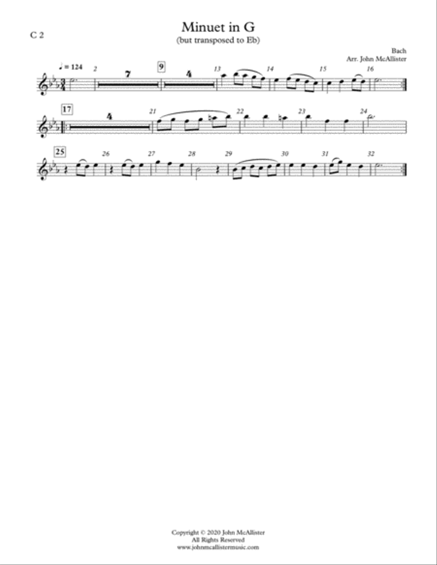 Minuet in G (in Eb) - Adaptable Arrangement for Winds Concert Band scores gallery preview page 6