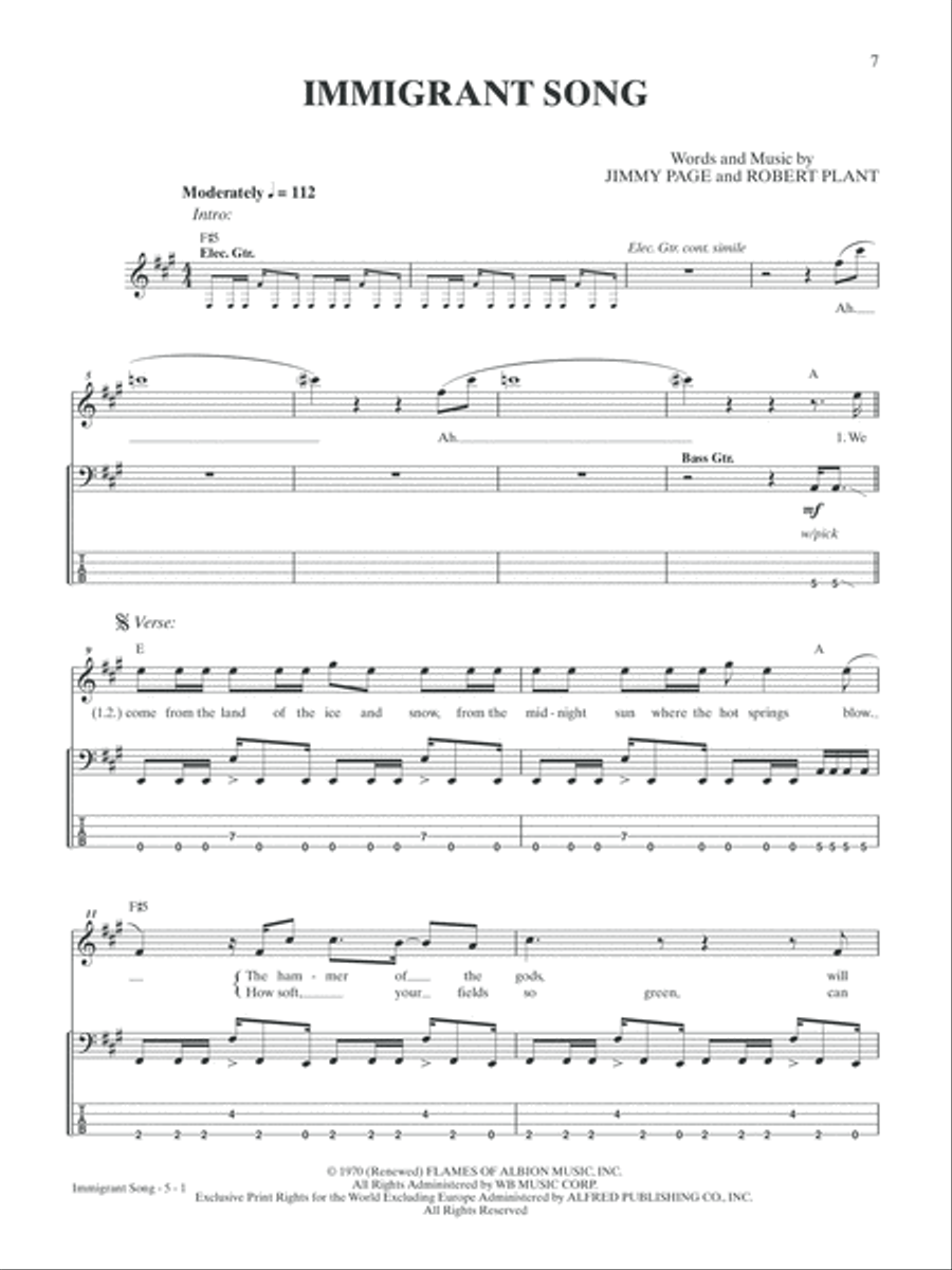 Led Zeppelin -- III Platinum Bass Guitar Bass Guitar Tablature scores gallery preview page 4