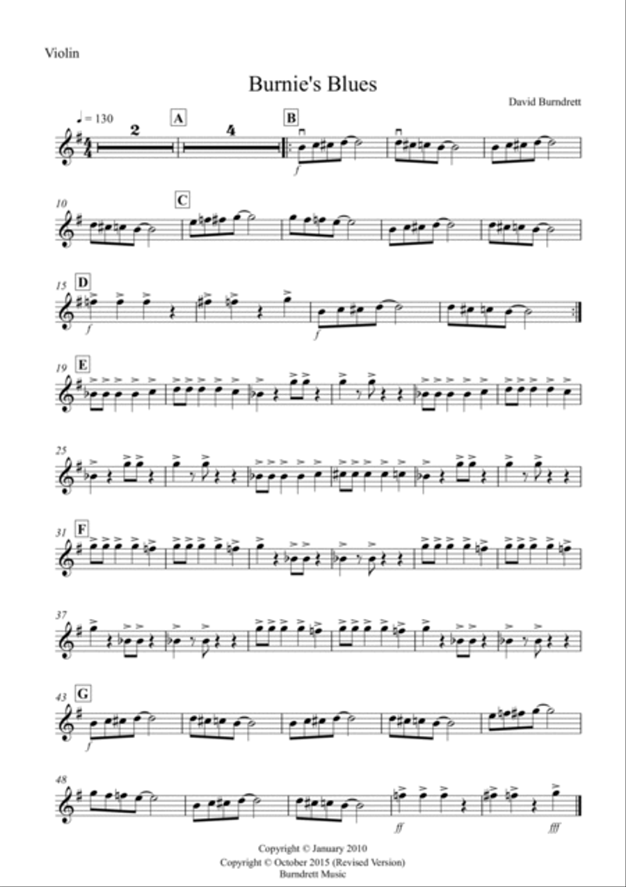 Burnie's Blues for Violin and Piano Violin Solo scores gallery preview page 3