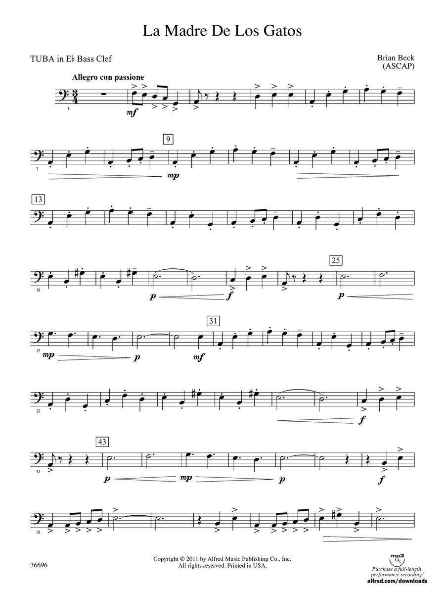 La Madre de los Gatos: (World Part) E-flat Tuba B.C.