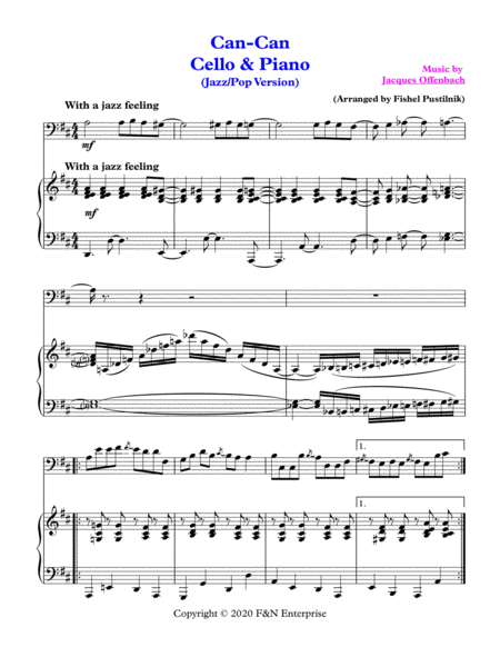 "Can-Can" (Jazz/Pop Version) for Cello and Piano-Video image number null