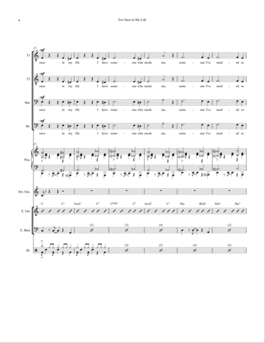 For Once In My Life Small Ensemble scores gallery preview page 4
