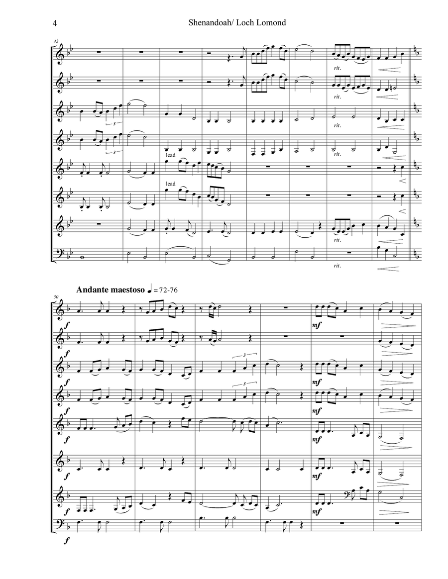 Shenandoah/ Loch Lomond Small Ensemble scores gallery preview page 5