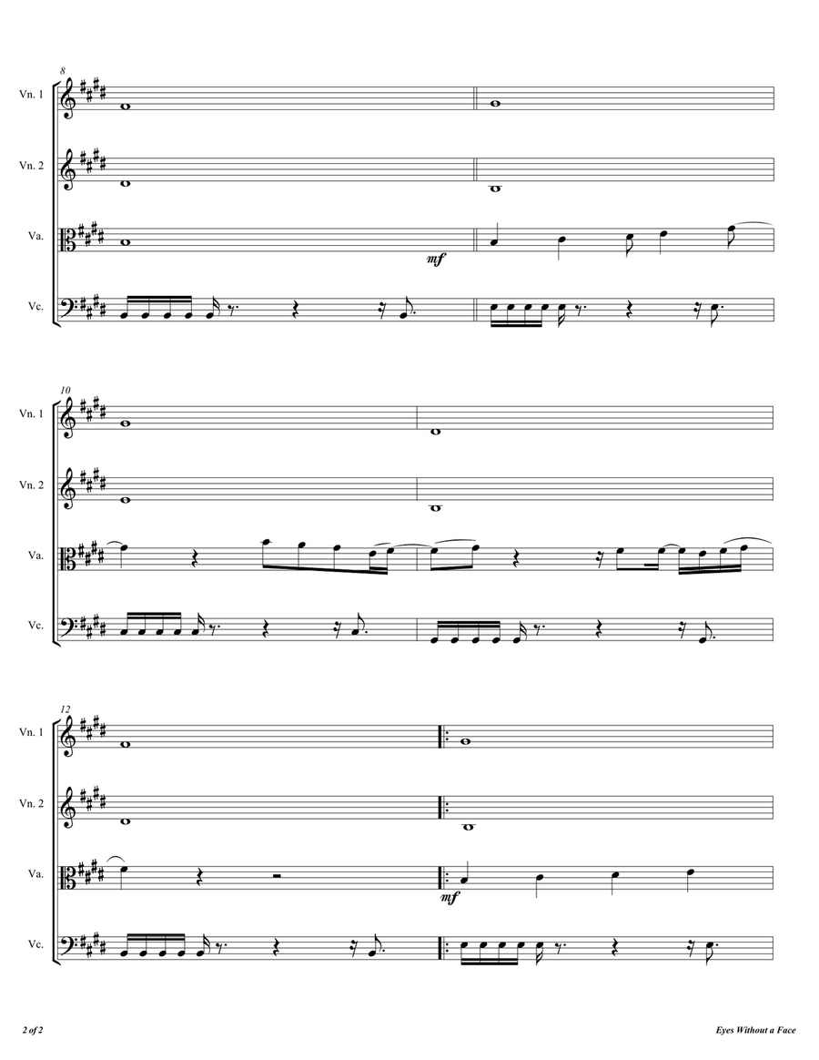 Eyes Without A Face String Quartet scores gallery preview page 3