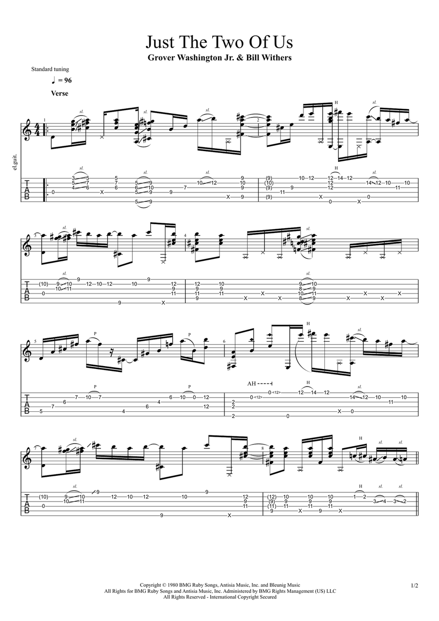 Just The Two Of Us Guitar Tablature scores gallery preview page 1