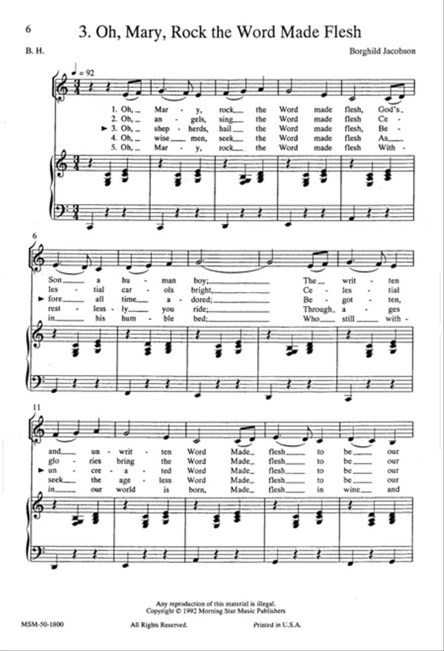 Five Christmas Songs Unison Choir scores gallery preview page 6