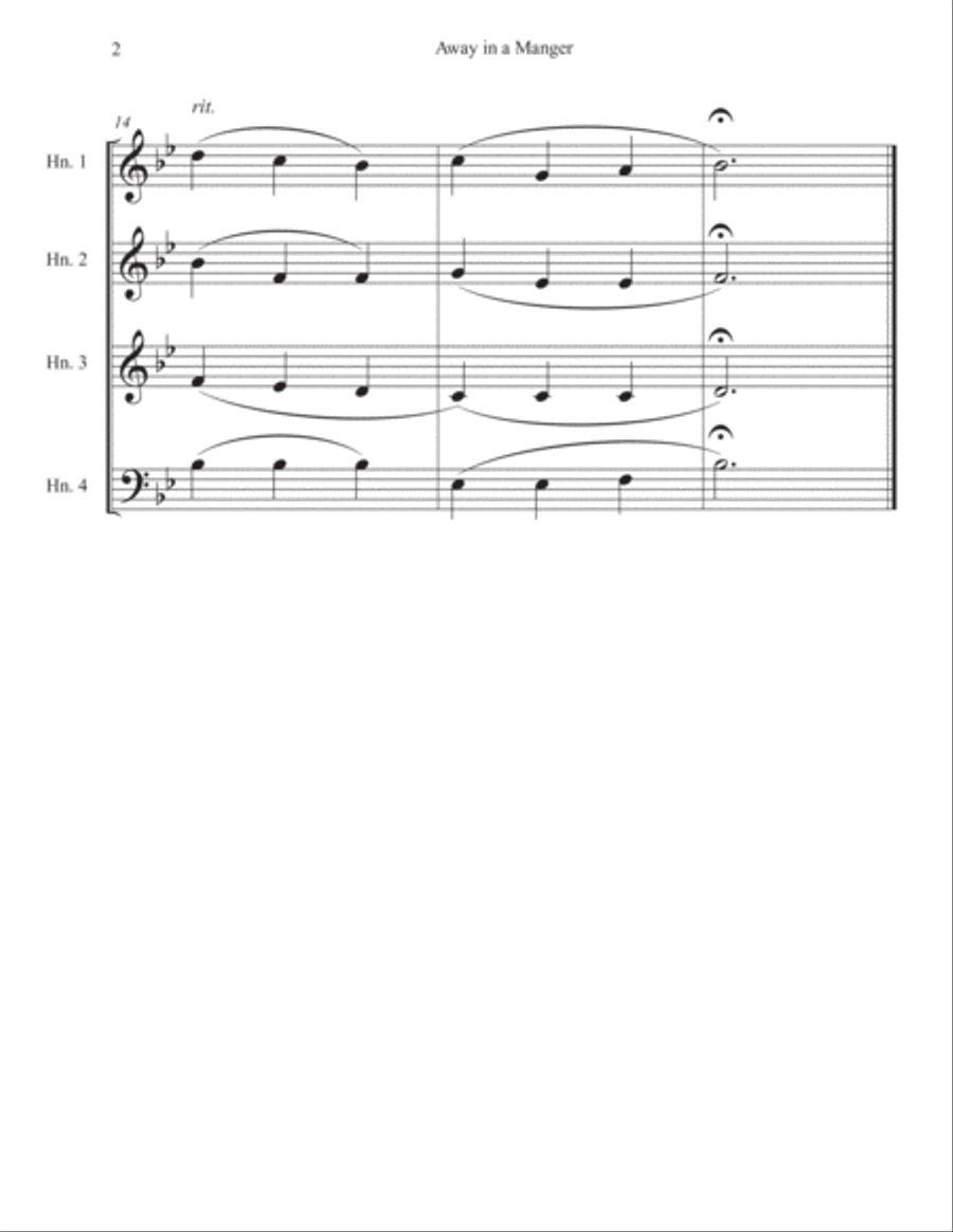 Away in a Manger - Horn Quartet French Horn Quartet scores gallery preview page 2