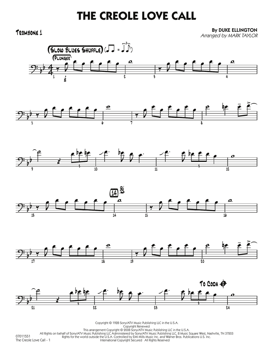 The Creole Love Call - Trombone 1 Trombone scores gallery preview page 1