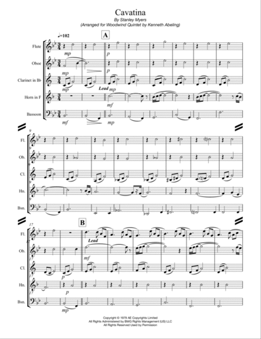 Cavatina Woodwind Quintet scores gallery preview page 2