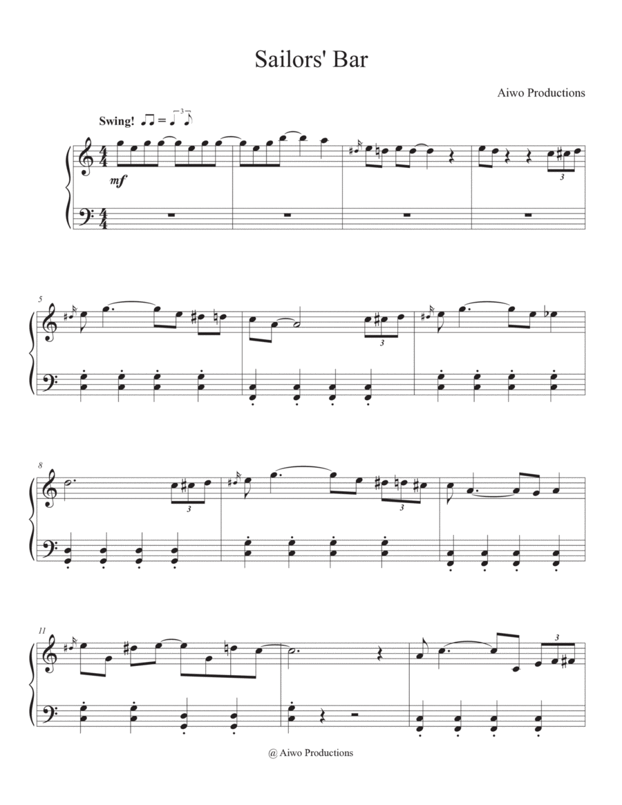 Sailor's Bar Piano Solo scores gallery preview page 1