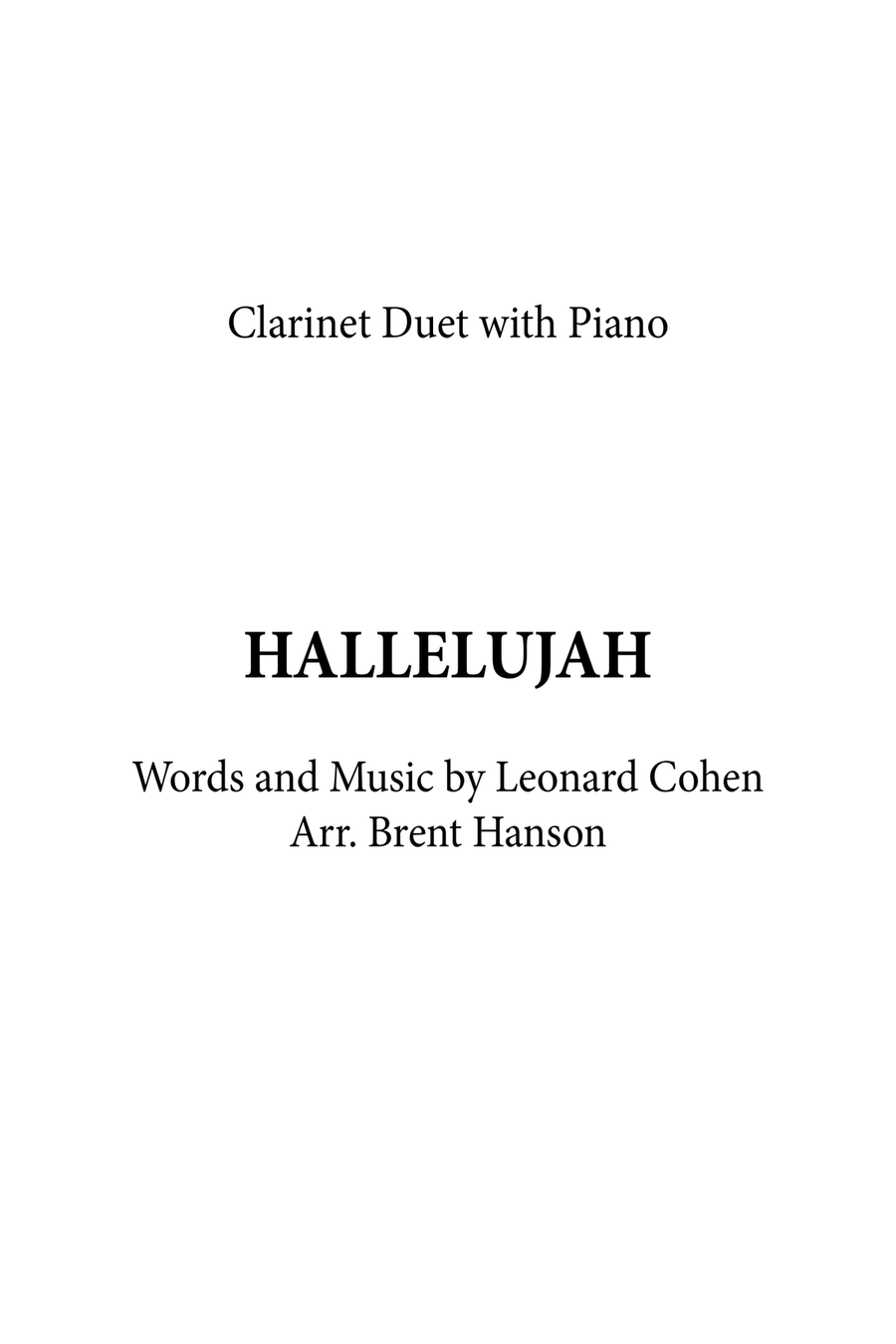 Hallelujah Clarinet Duet scores gallery preview page 1