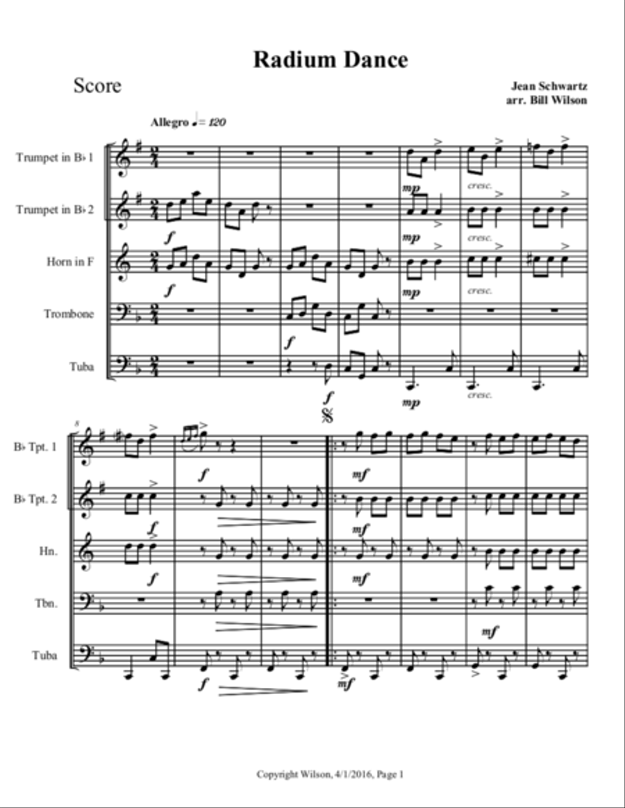 Radium Dance Brass Quintet scores gallery preview page 2