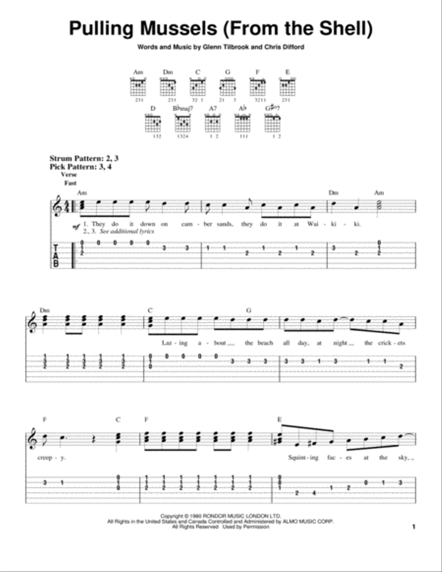 Pulling Mussels (From The Shell) Acoustic Guitar scores gallery preview page 1