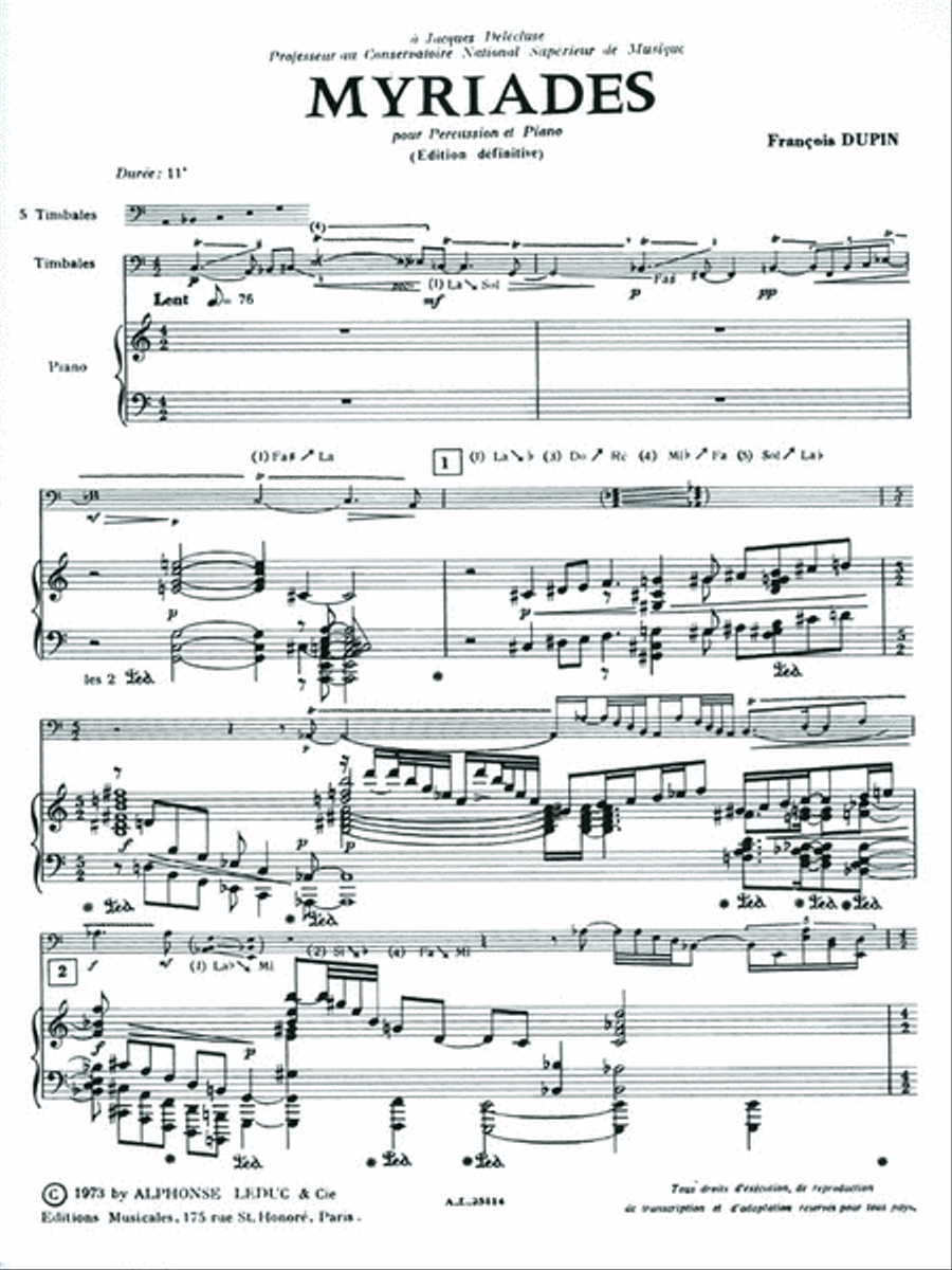 Myriades (drum And Piano) Piano Accompaniment scores gallery preview page 2