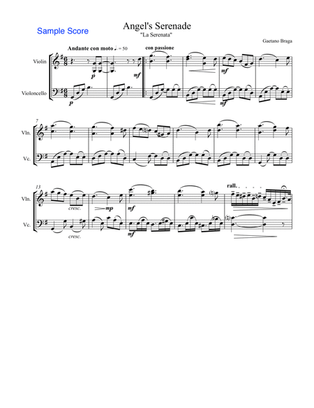 ANGEL'S SERENADE String Duo, Intermediate Level for violin and cello image number null