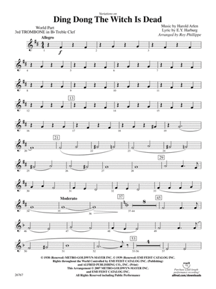 Variations on Ding Dong the Witch Is Dead (fromThe Wizard of Oz): (wp) 3rd B-flat Trombone T.C.