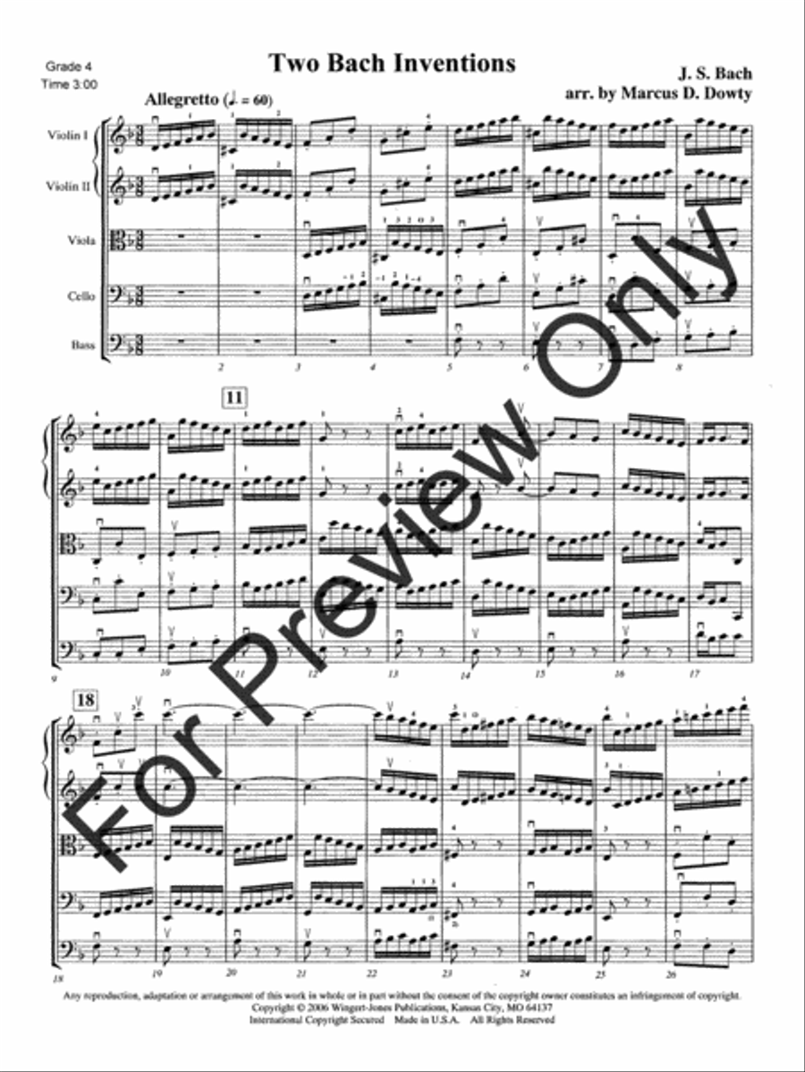 Two Bach Inventions String Orchestra scores gallery preview page 4