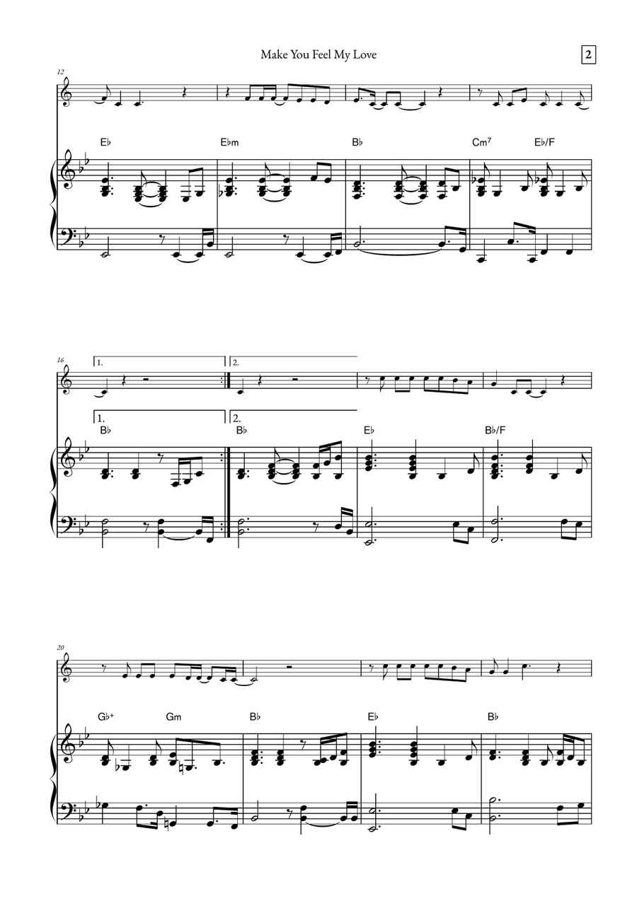 Make You Feel My Love B-Flat Trumpet scores gallery preview page 2