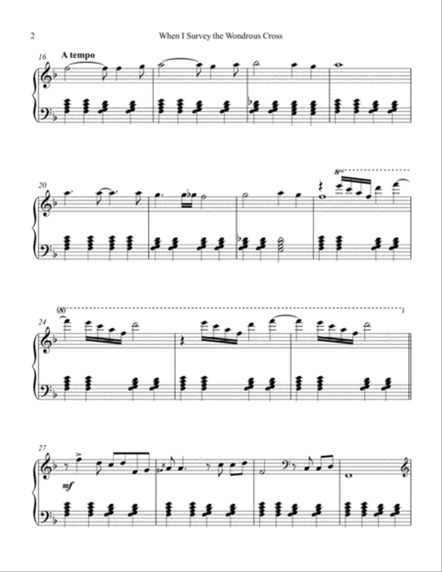 When I Survey The Wondrous Cross Piano Solo scores gallery preview page 2