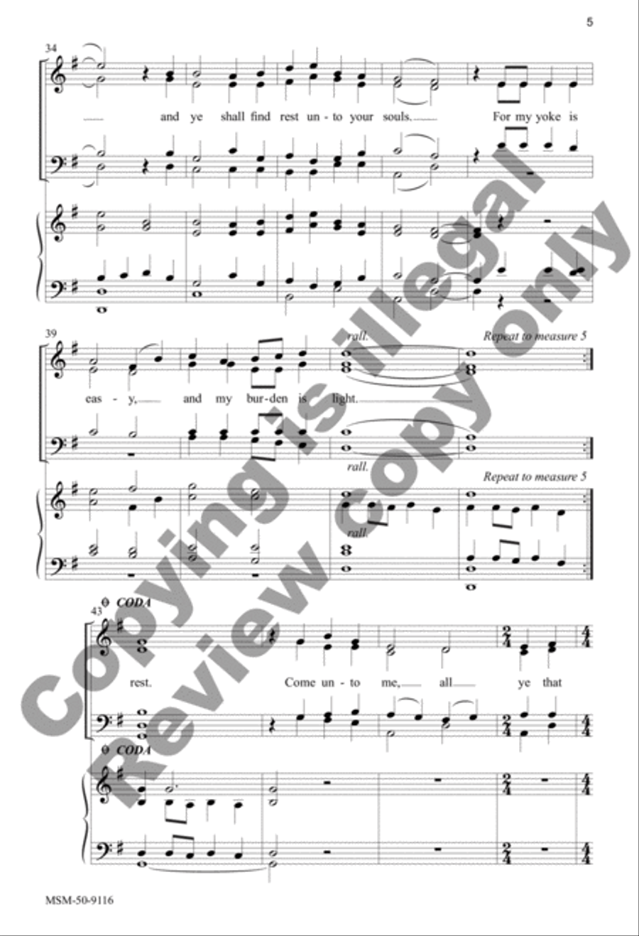 Come Unto Me Come Unto Me 4-Part scores gallery preview page 11