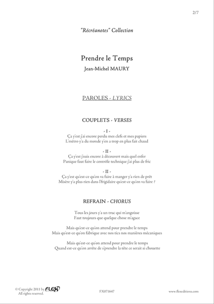 Prendre le Temps Children's Choir scores gallery preview page 2
