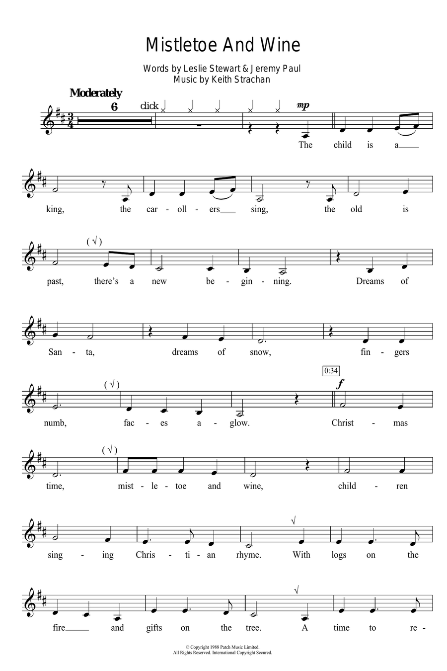 Mistletoe And Wine Clarinet Solo scores gallery preview page 1