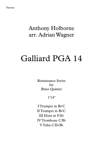 Galliard PGA 14 (Anthony Holborne) Brass Quintet arr. Adrian Wagner image number null