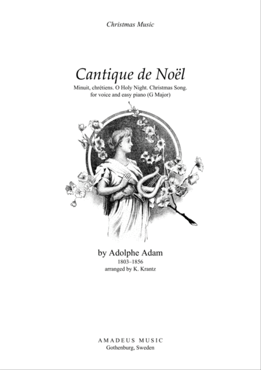 O Holy Night / Cantique de noel for voice and easy piano (G Major) Piano, Vocal, Guitar scores gallery preview page 1