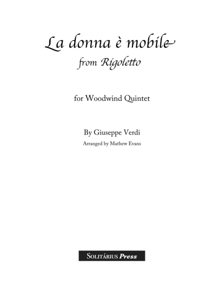 La Donna Mobile for Wind Quintet