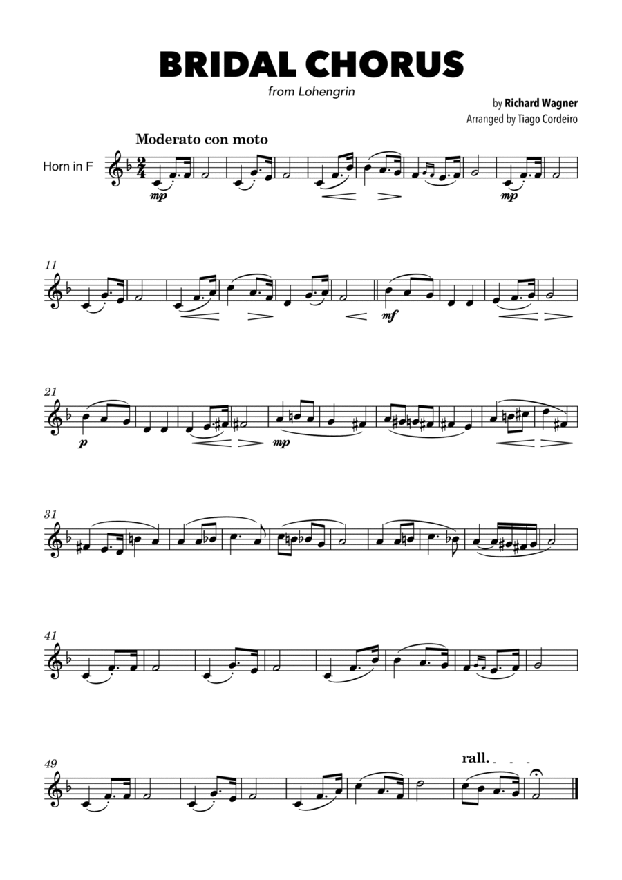 Bridal Chorus Horn Solo scores gallery preview page 1