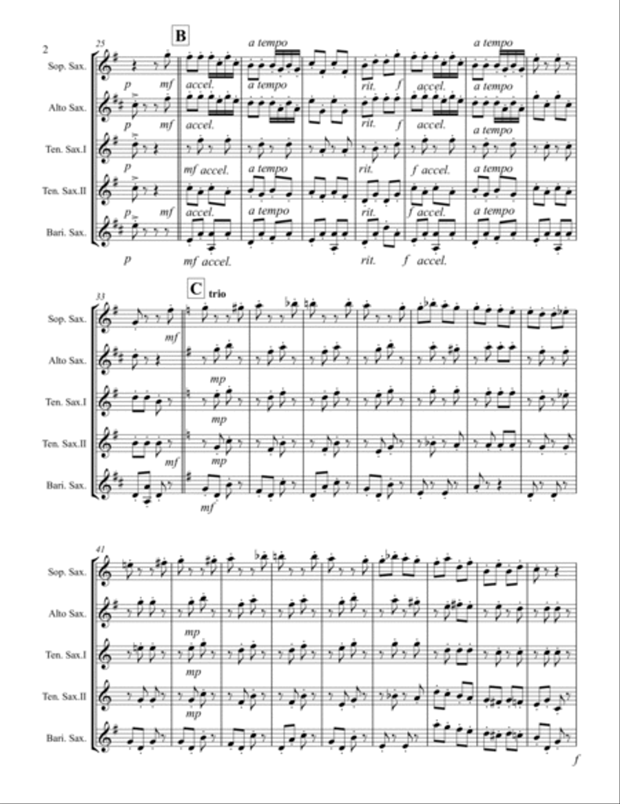 Strauss II – Pizzicato Polka (for Saxophone Quintet SATTB) Saxophone Quintet scores gallery preview page 3