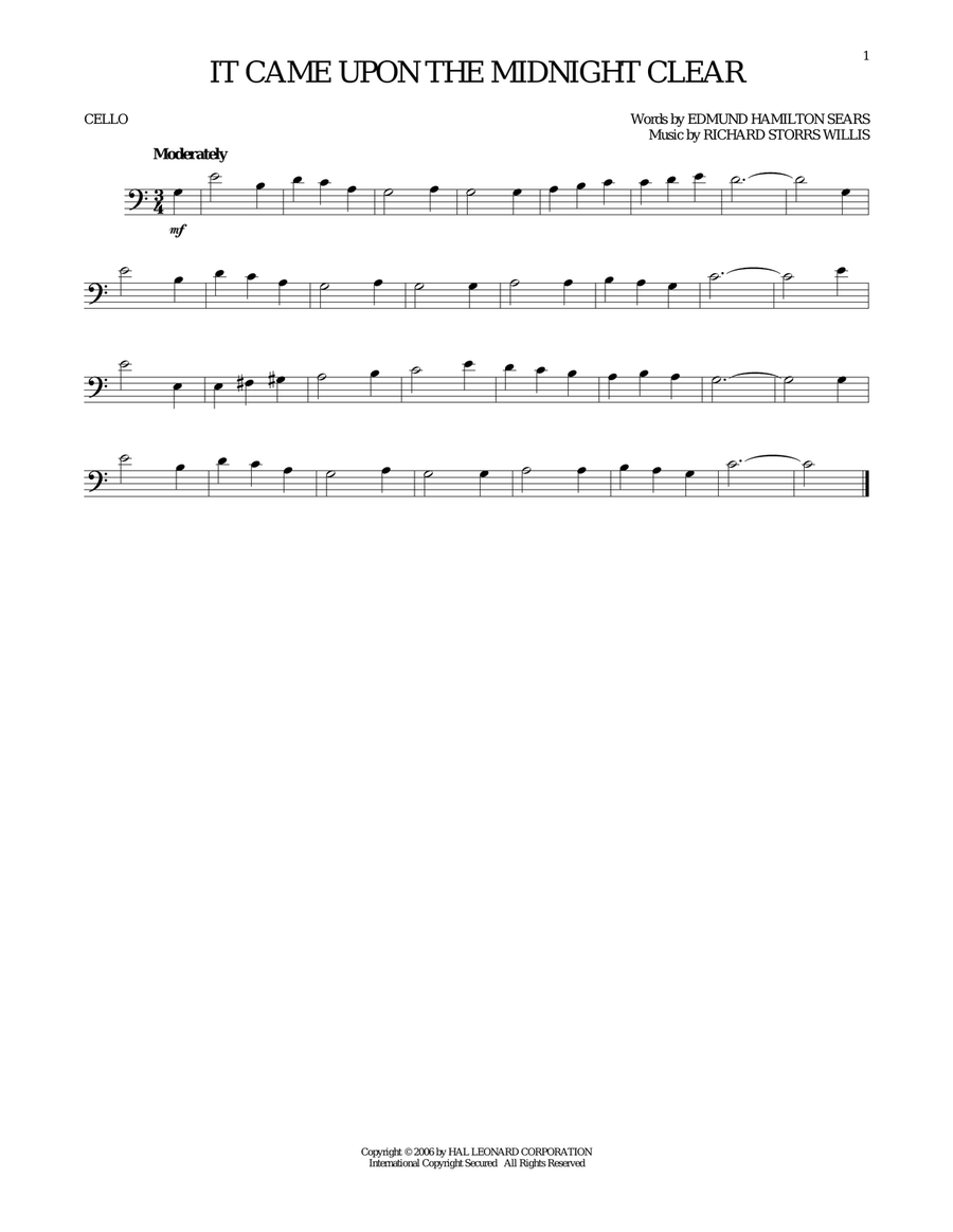 It Came Upon The Midnight Clear Cello Solo scores gallery preview page 1
