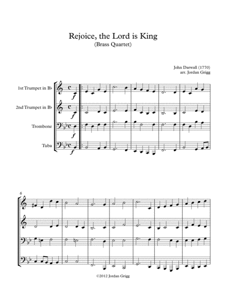 Rejoice, the Lord is King (Brass Quartet) image number null