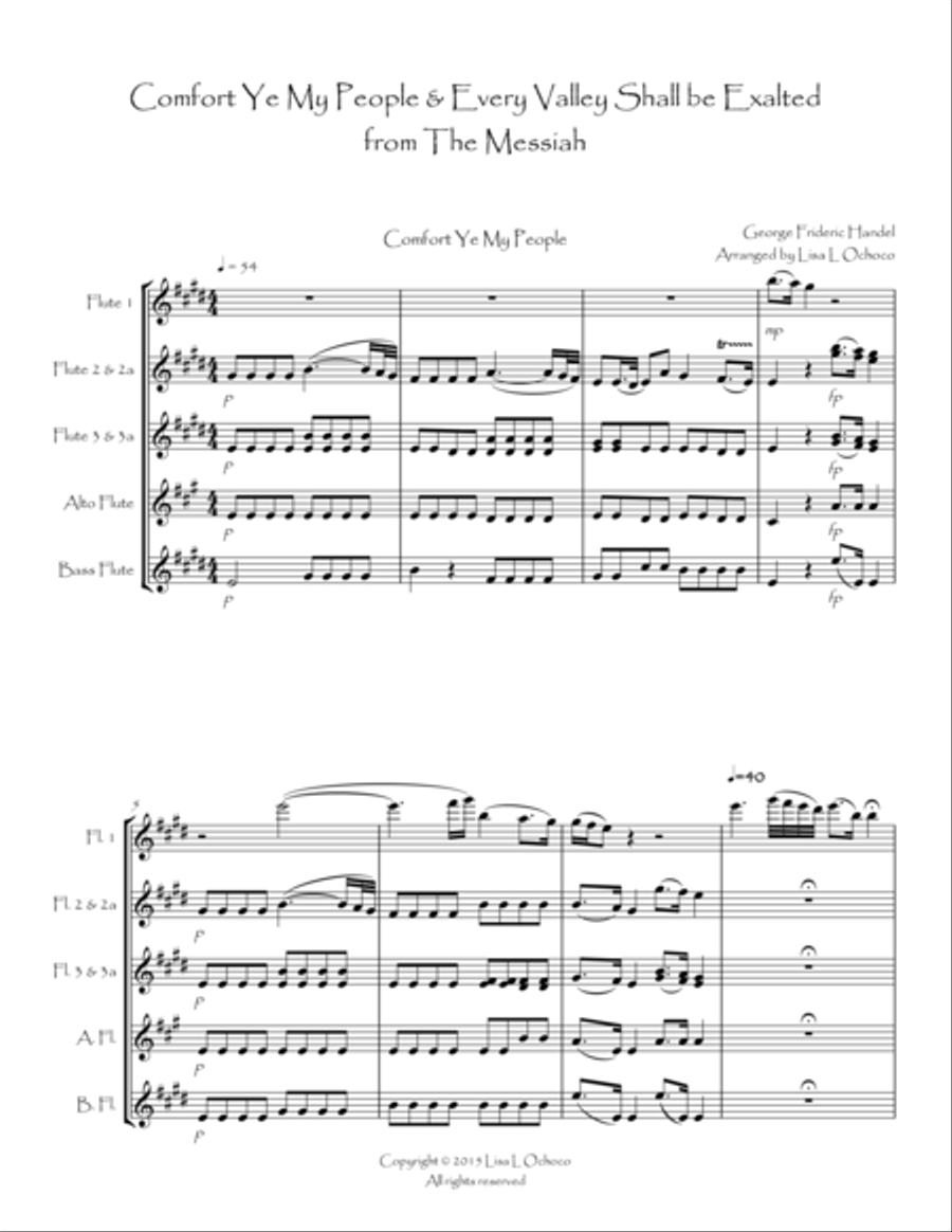 Comfort Ye & Every Valley from The Messiah for Flute Choir Flute Choir scores gallery preview page 3