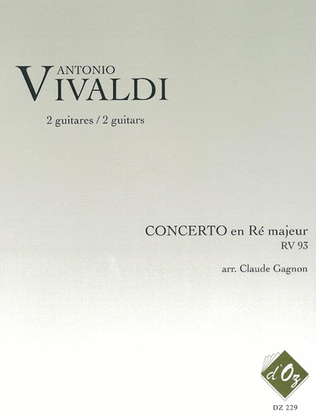 Book cover for Concerto en Ré majeur, RV 93