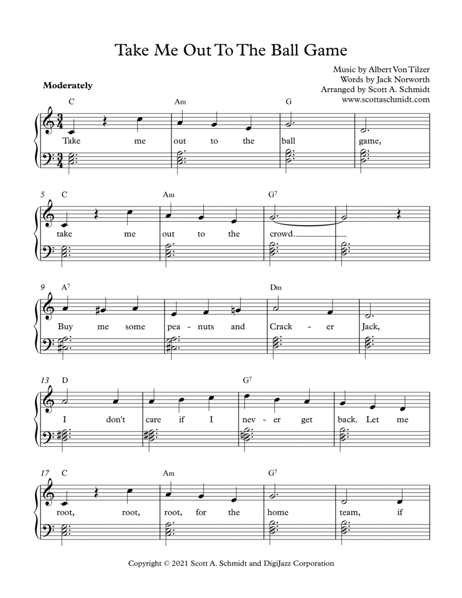 Take Me Out To The Ball Game Piano Solo scores gallery preview page 1