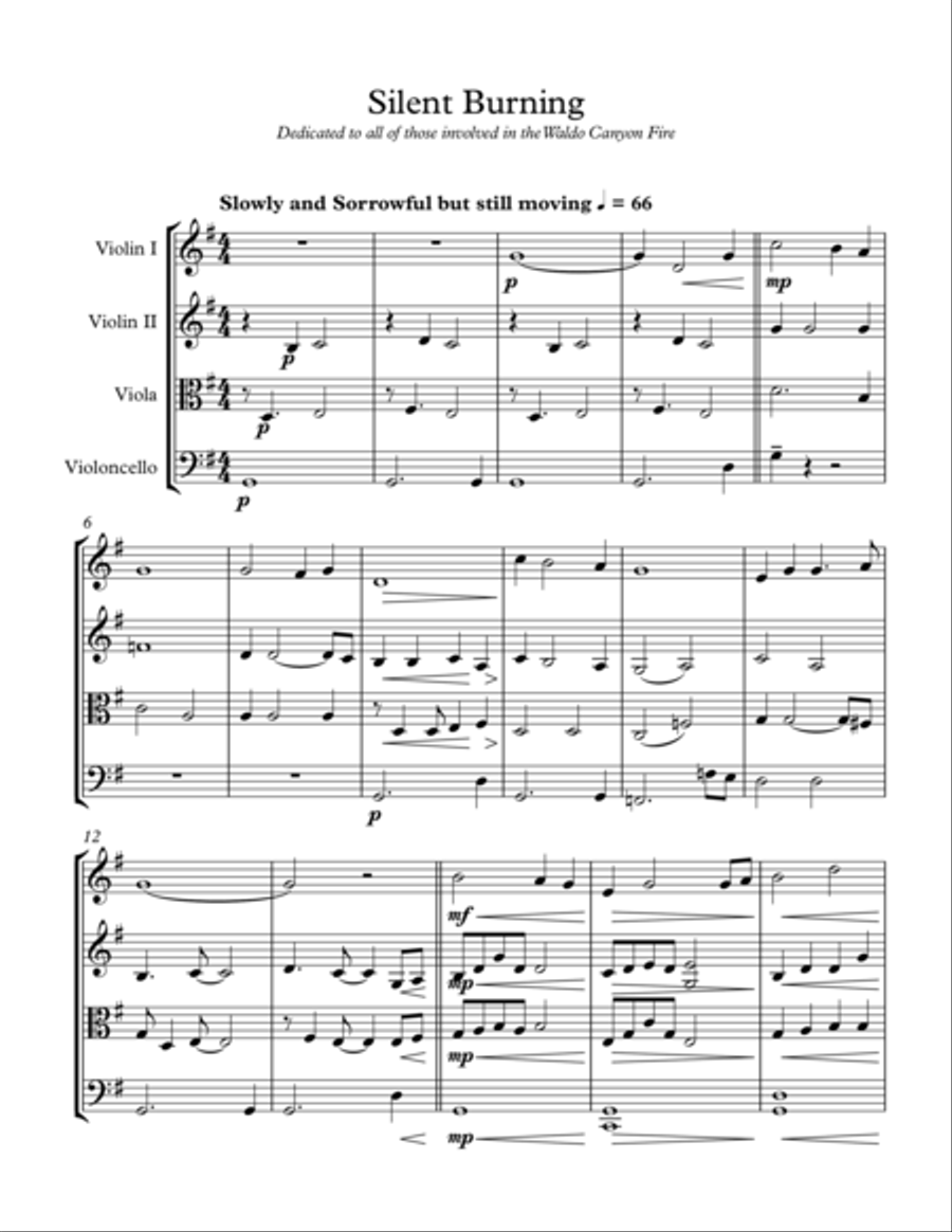 Silent Burning Silent Burning String Quartet scores gallery preview page 1