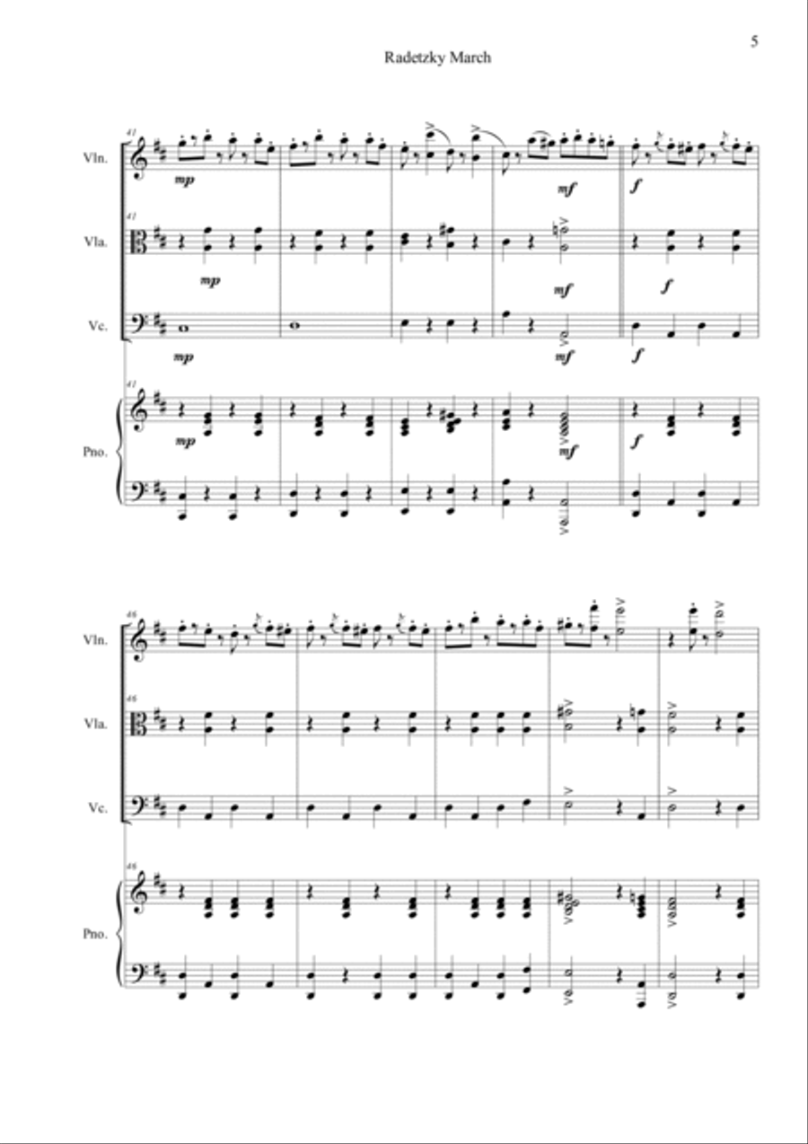 Radetzky Marsch Piano Quartet scores gallery preview page 5