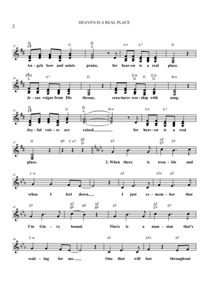 HEAVEN IS A REAL PLACE (Lead Sheet with mel, lyrics and chords) image number null